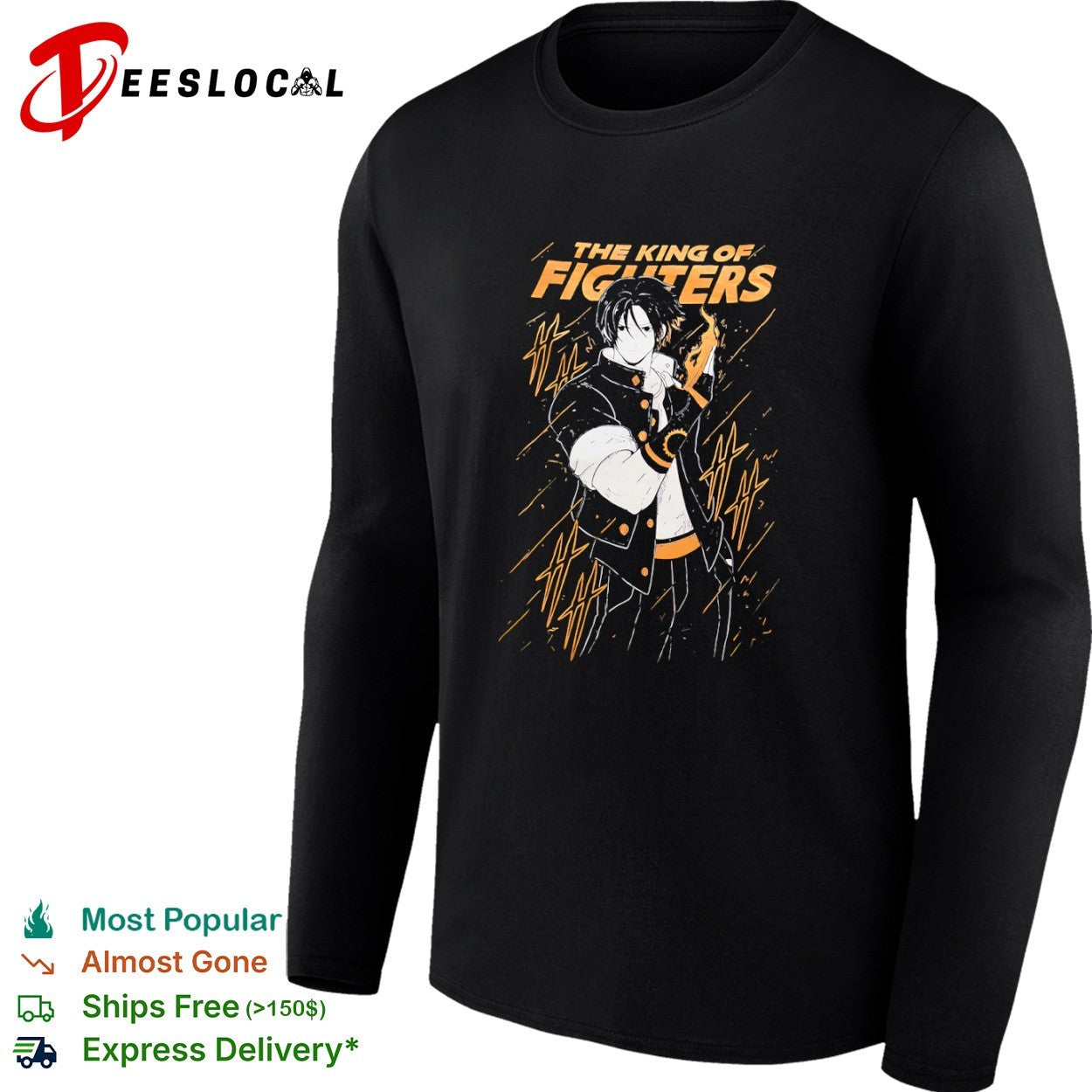 Kyo Kusanagi The King of Fighters Action Video Game Series Orange Flame shirt