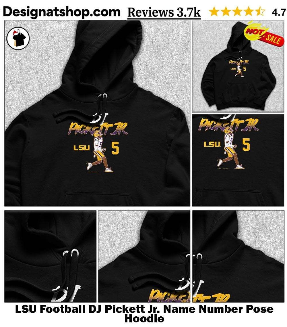 LSU Football DJ Pickett Jr. Name Number Pose shirt