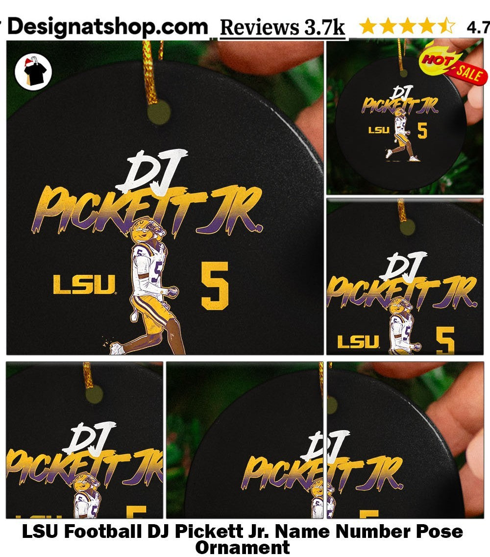 LSU Football DJ Pickett Jr. Name Number Pose shirt