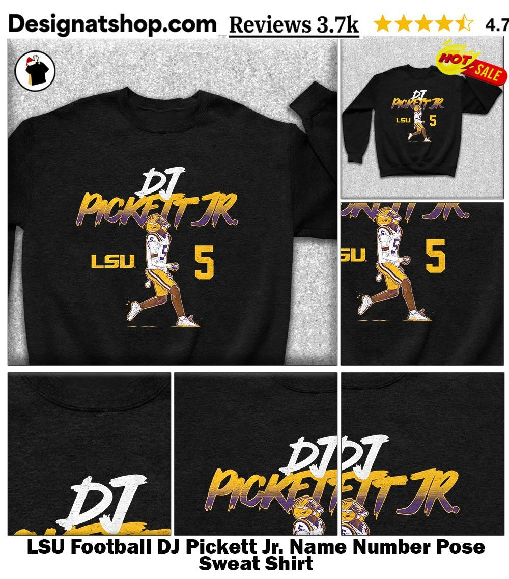 LSU Football DJ Pickett Jr. Name Number Pose shirt