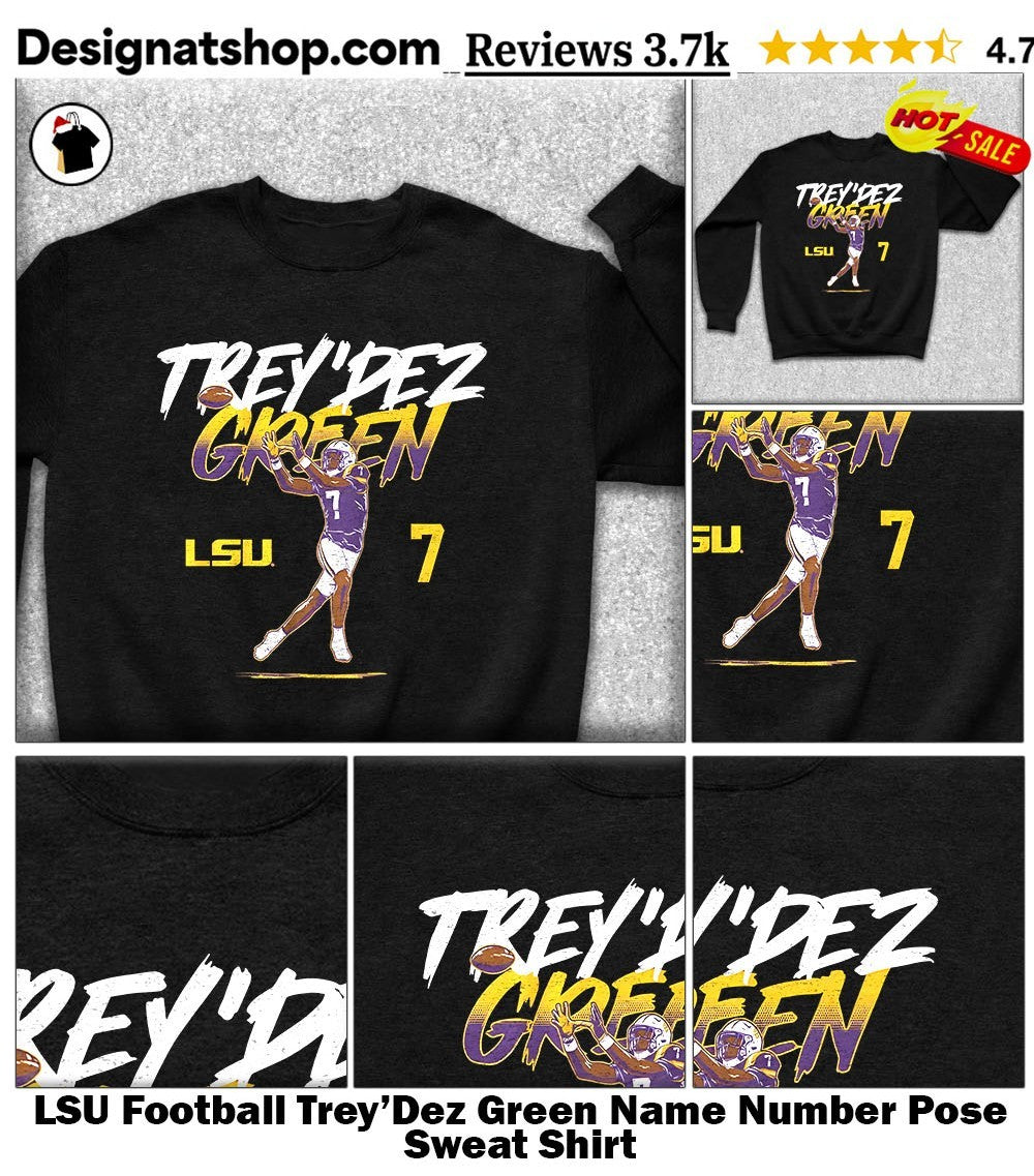 LSU Football Trey’Dez Green Name Number Pose shirt