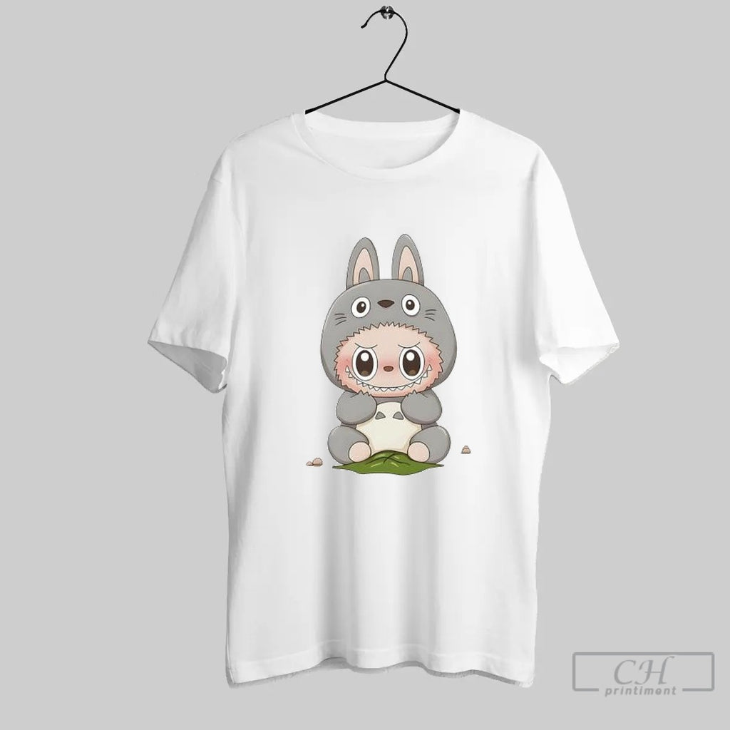 Labubu Cute Totoro Holding A Leaf T Shirt