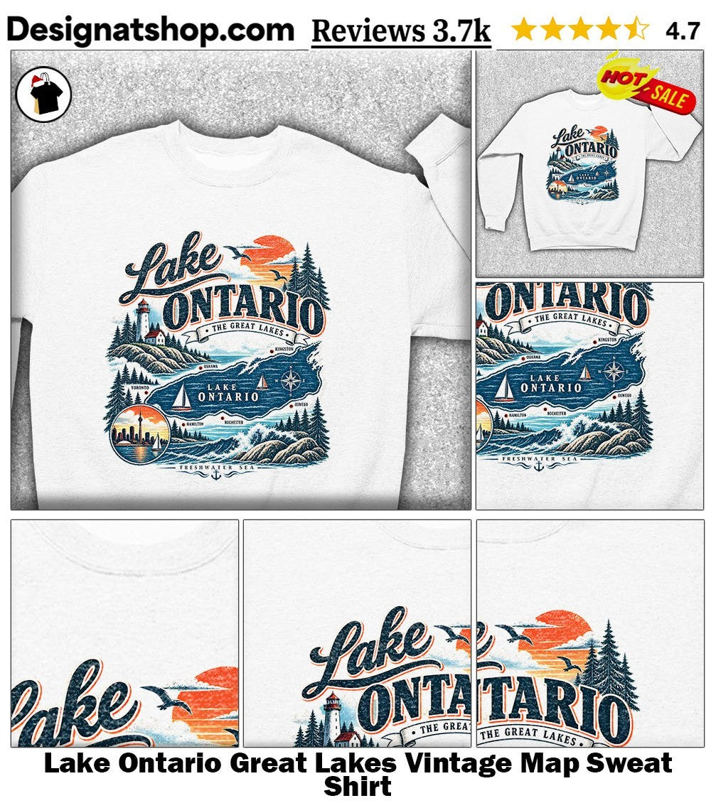 Lake Ontario Great Lakes Vintage Map shirt
