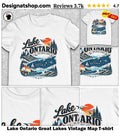 Lake Ontario Great Lakes Vintage Map shirt