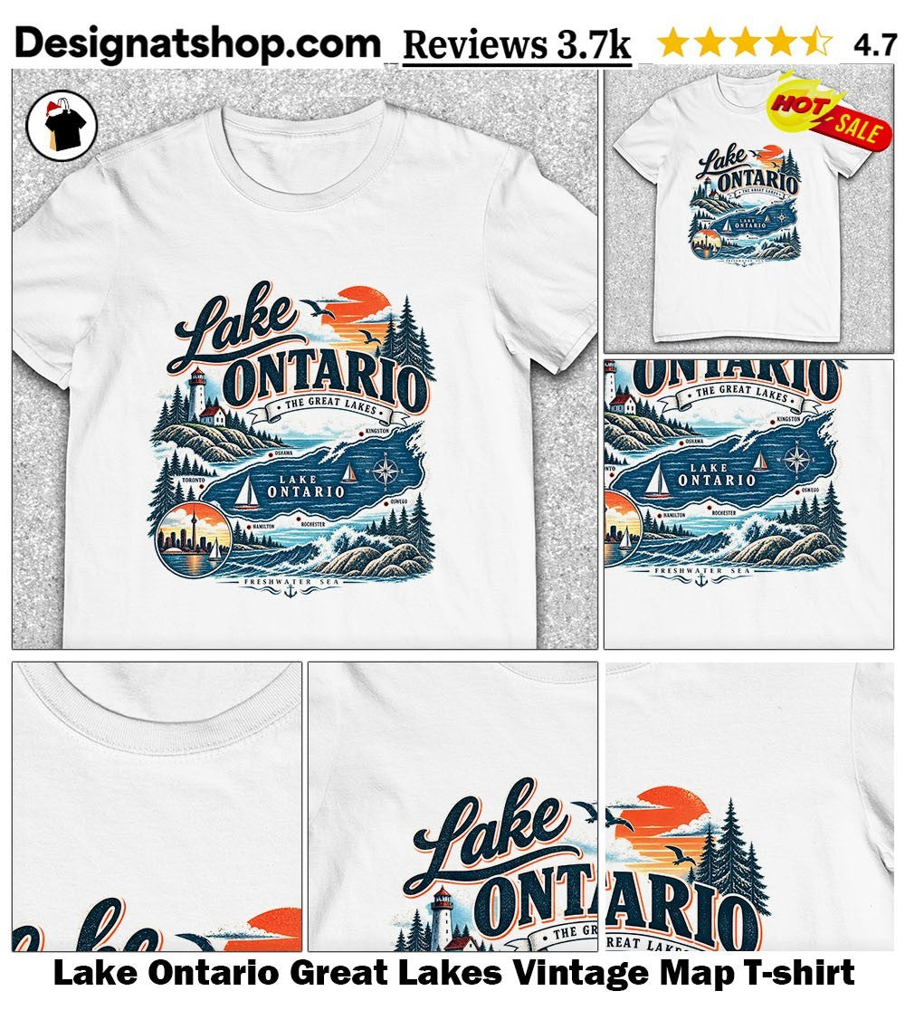 Lake Ontario Great Lakes Vintage Map shirt
