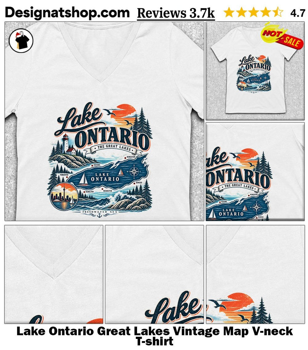 Lake Ontario Great Lakes Vintage Map shirt