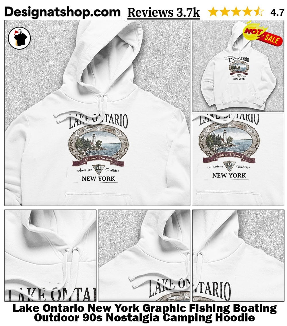 Lake Ontario New York Graphic Fishing Boating Outdoor 90s Nostalgia Camping shirt