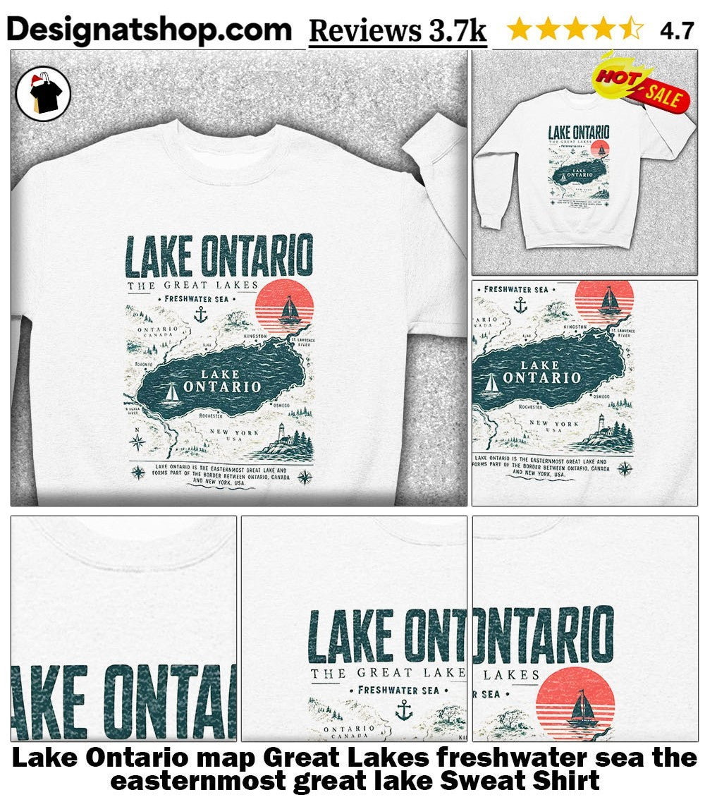 Lake Ontario map Great Lakes freshwater sea the easternmost great lake shirt