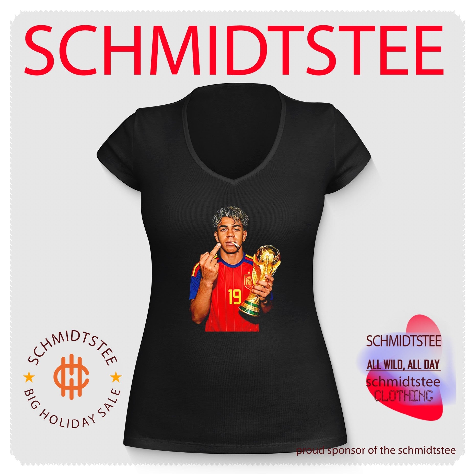 Lamine Yamal holding trophy middle finger shirt