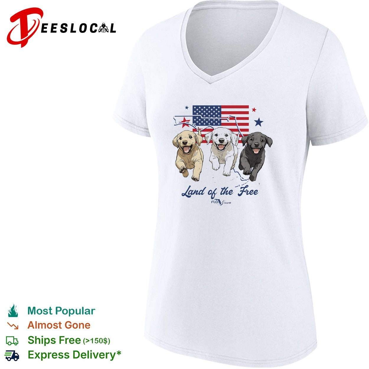 Land of the free Labrador puppies American flag shirt