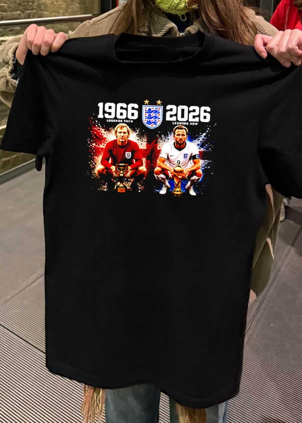Legends Then and Now Bobby Moore Harry Kane England 1966 2026 Shirt