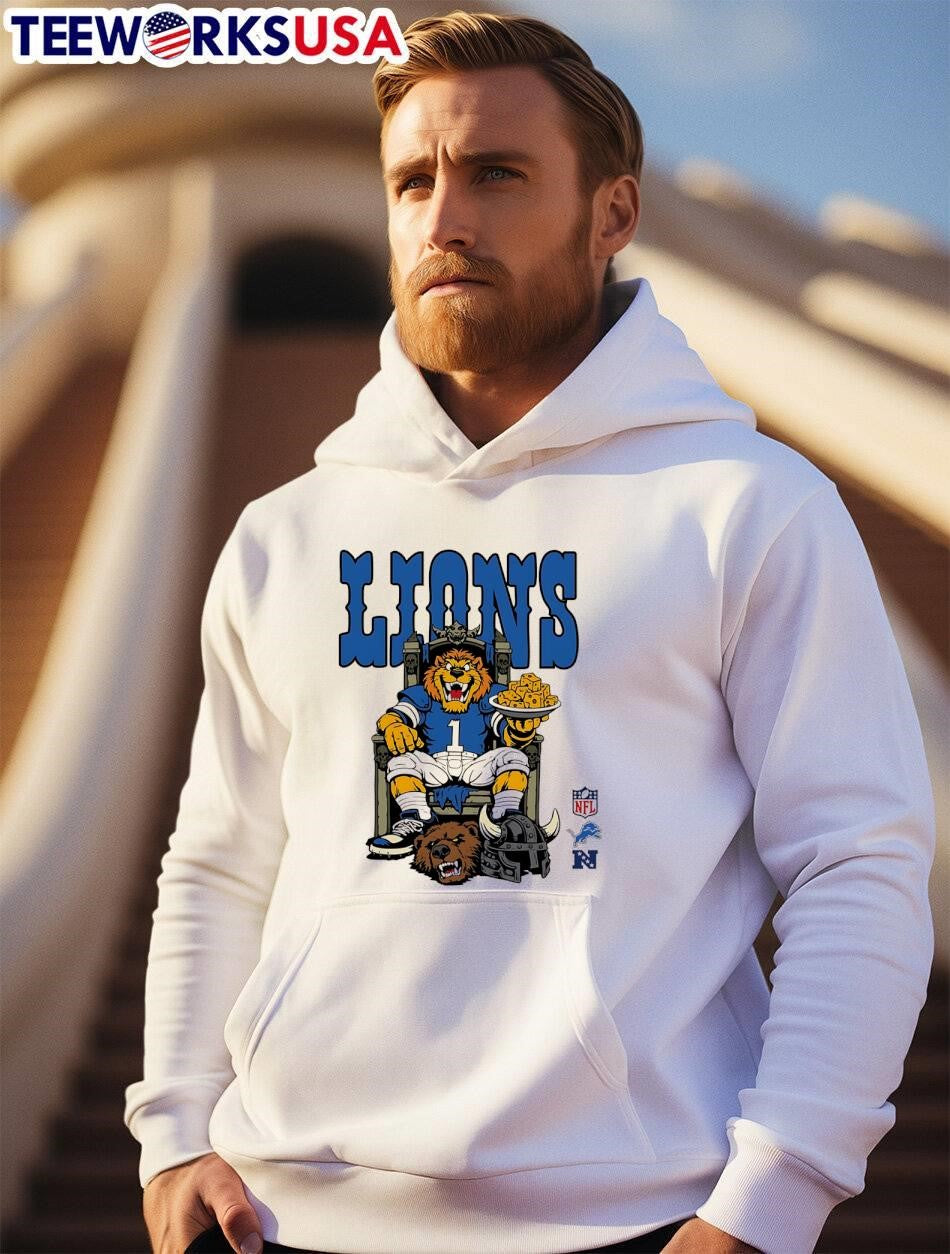 Lions Number 1 Mascot Sitting on Throne Holding Cheese shirt