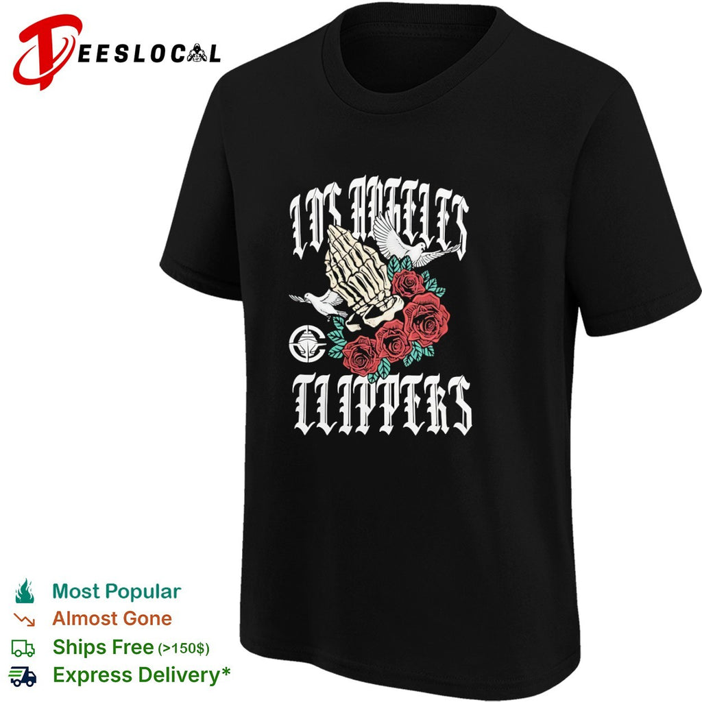 Los Angeles Clippers Praying Skeleton Hands Roses Doves shirt