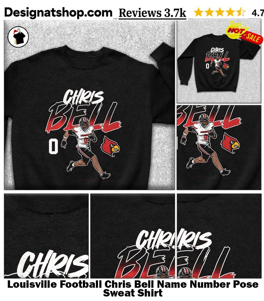 Louisville Football Chris Bell Name Number Pose shirt