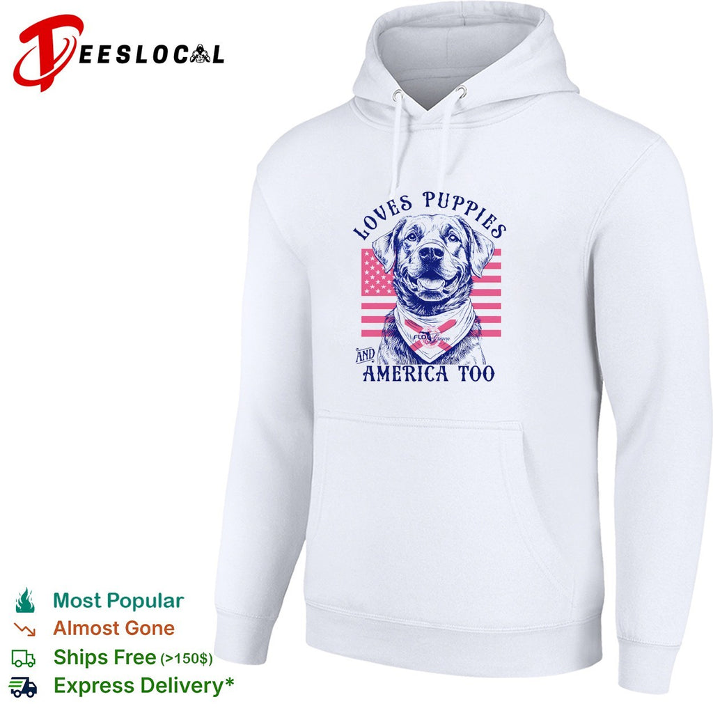 Loves puppies and America too Labrador shirt