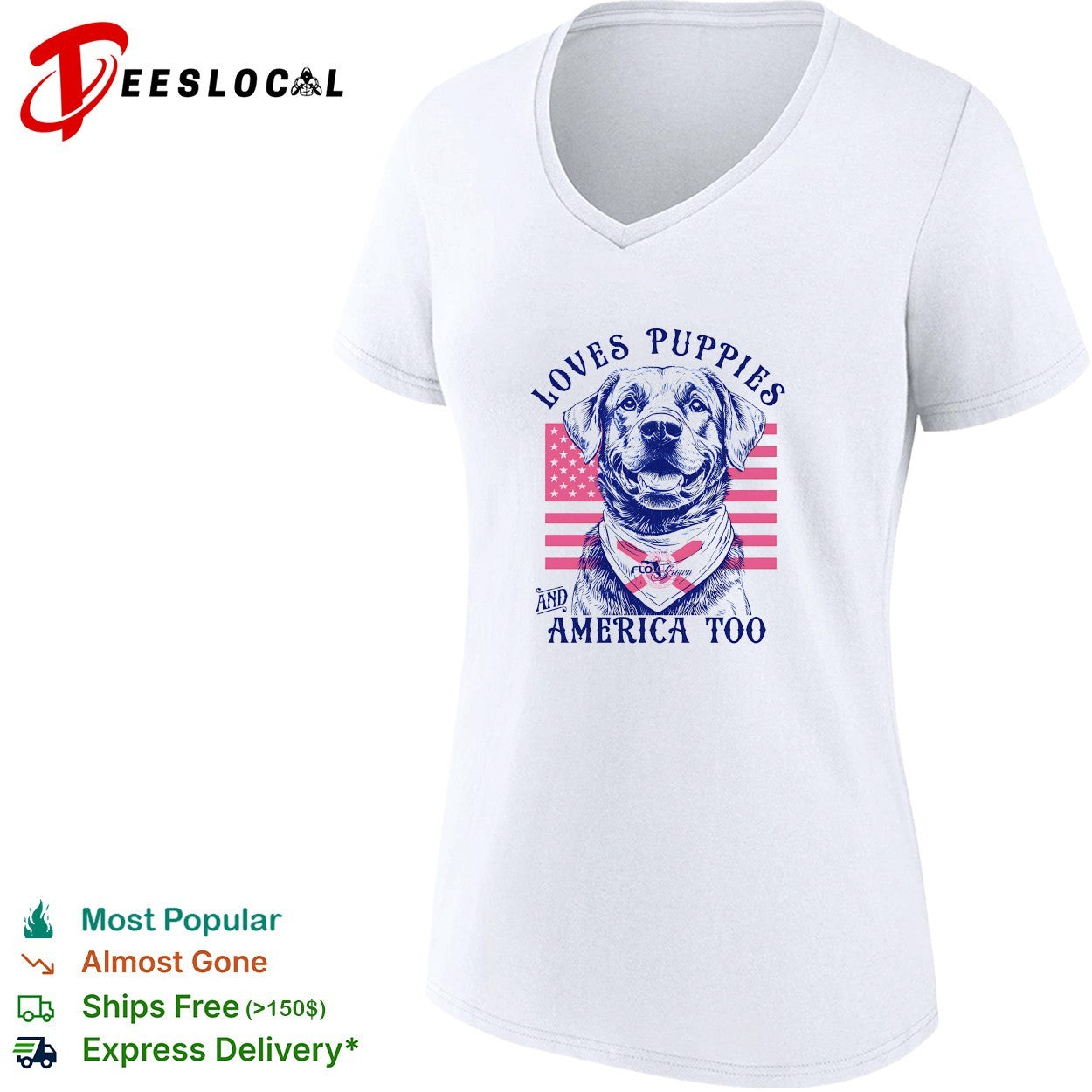 Loves puppies and America too Labrador shirt