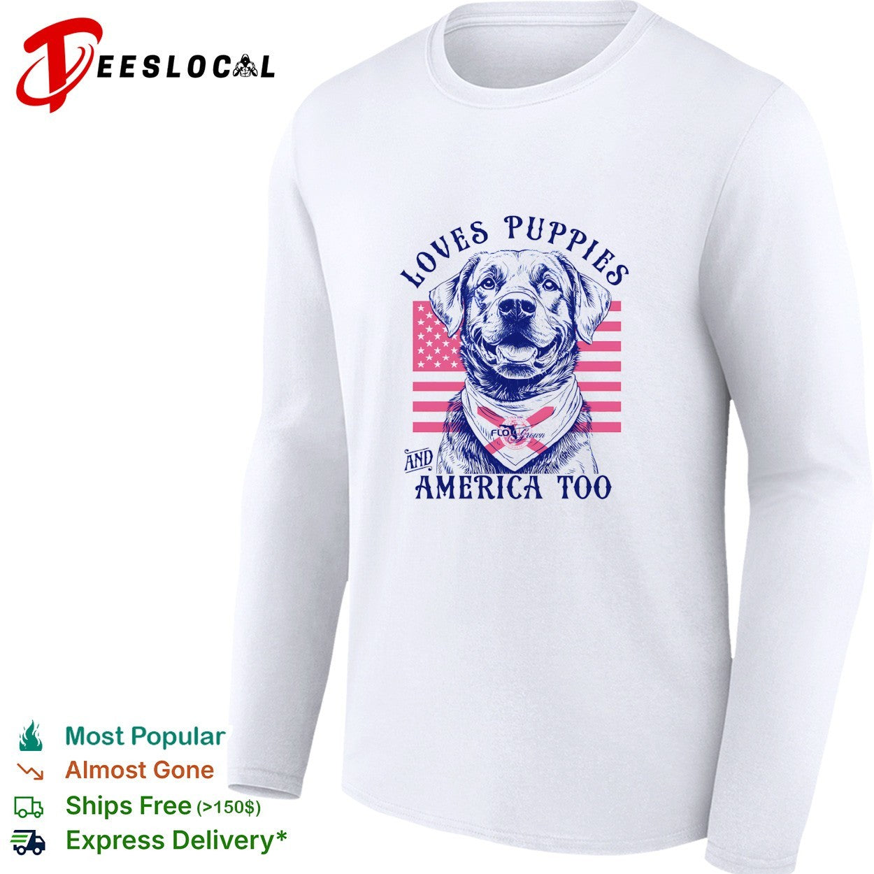 Loves puppies and America too Labrador shirt