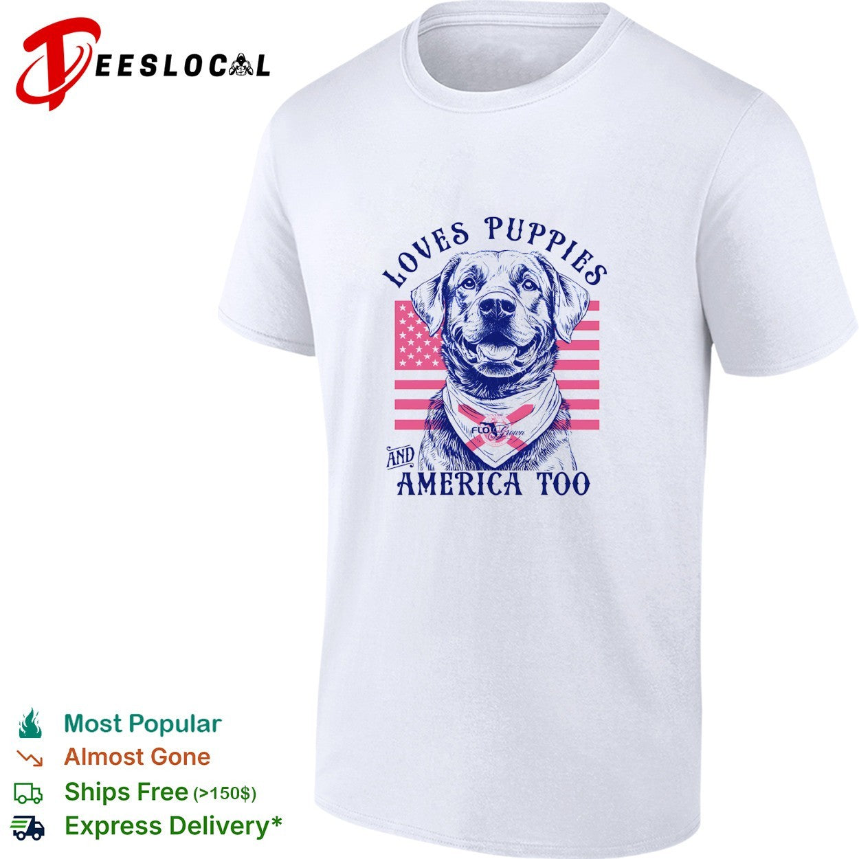 Loves puppies and America too Labrador shirt