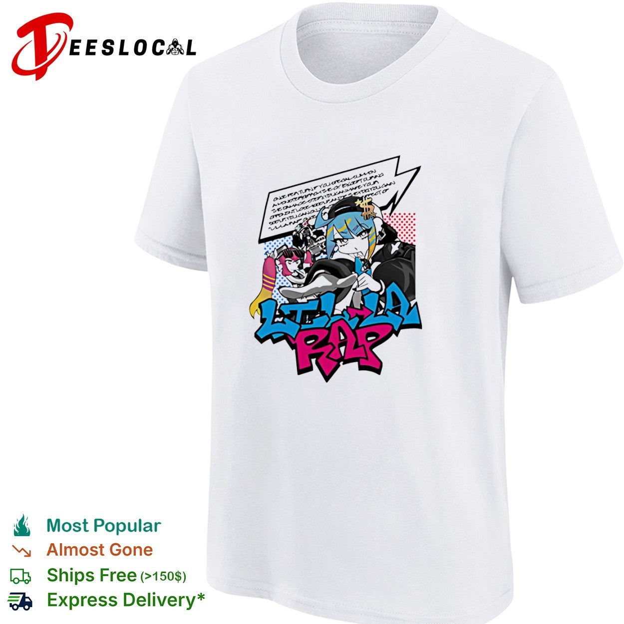 Ltl Lla rap anime girls graffiti shirt