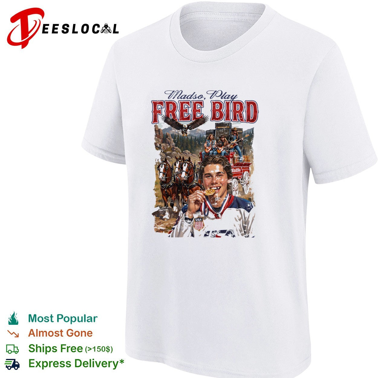 Madso play Free Bird USA hockey player shirt