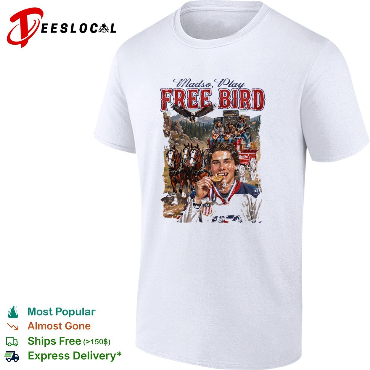 Madso play Free Bird USA hockey player shirt