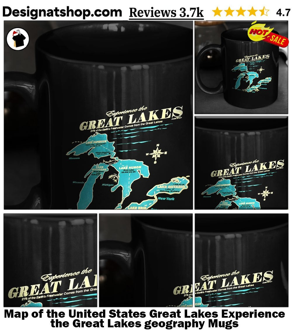 Map of the United States Great Lakes Experience the Great Lakes geography shirt