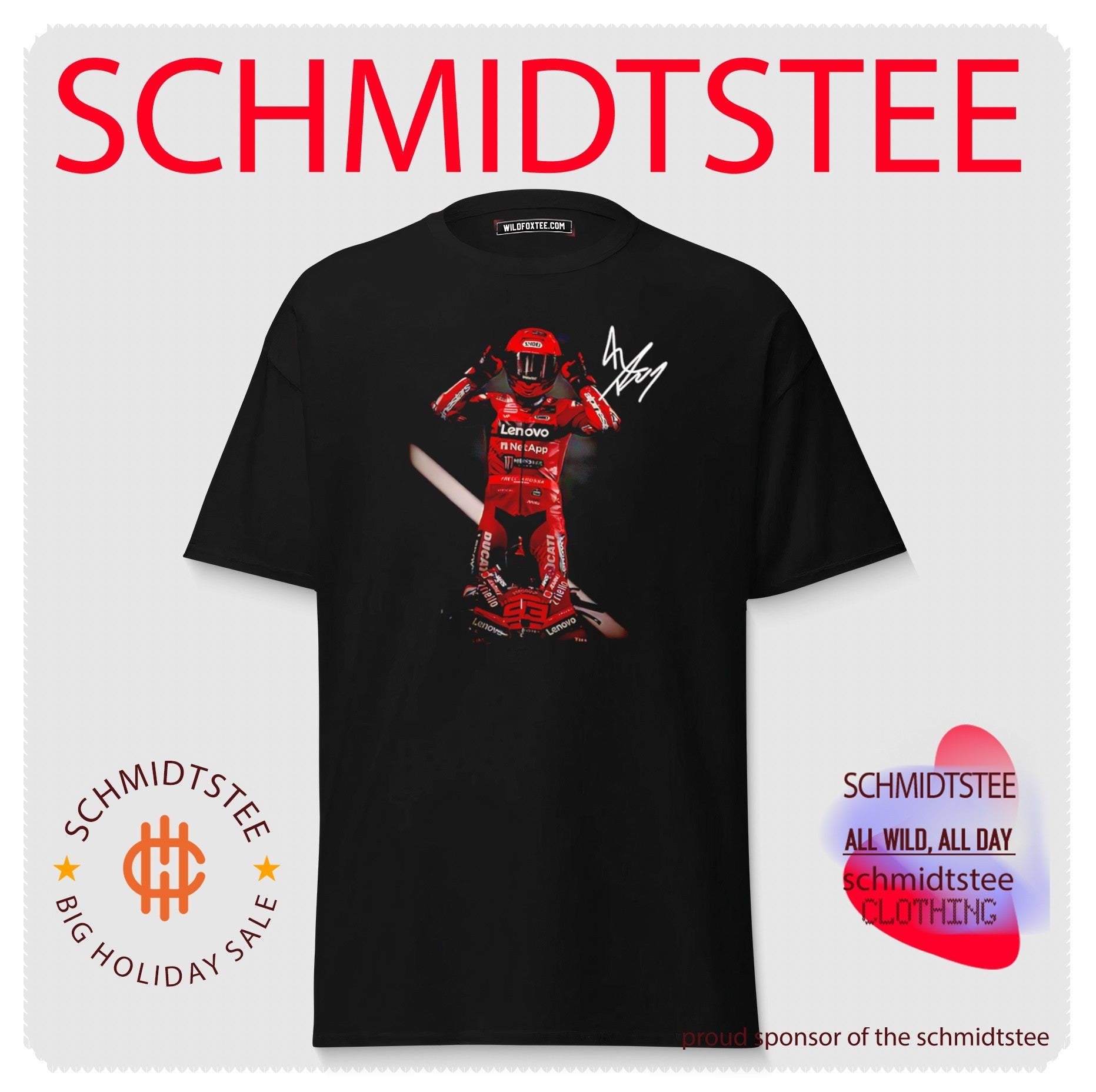 Marc Marquez posing signature shirt