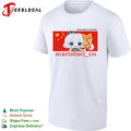 Marimari cn I like corn dog character China flag theme chibi anime shirt