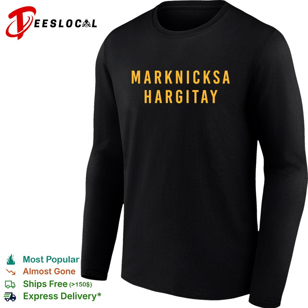 Marknicksa Hargitay golden text shirt