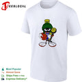 Marvin the Martian wearing New York Kicks jersey holding trophy and basketball shirt