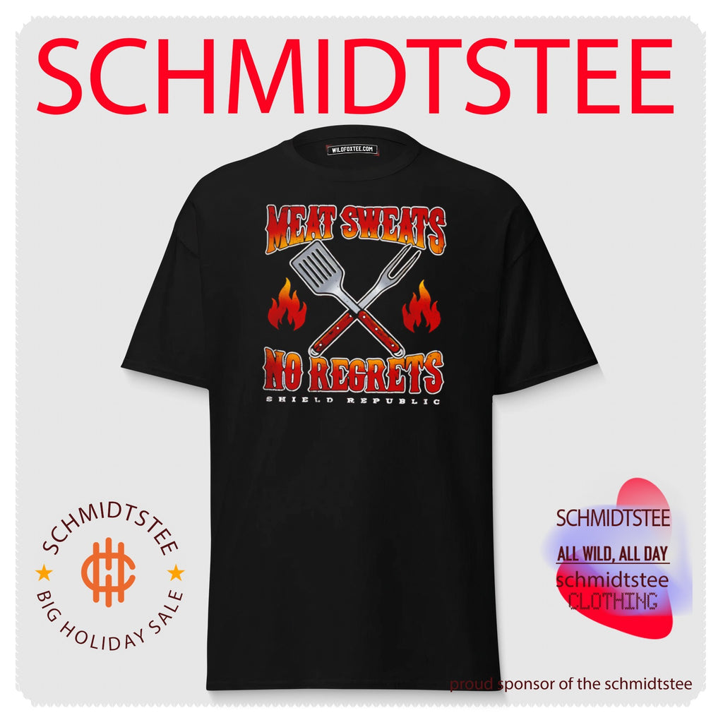Meat Sweats No Regrets Shield Republic BBQ shirt