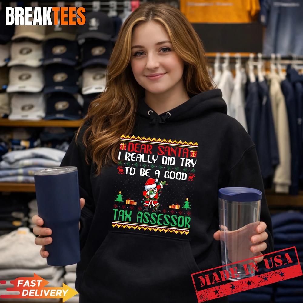 Mens Santa Try to Be a Good Tax Assessor – Funny Christmas Performance T-Shirt