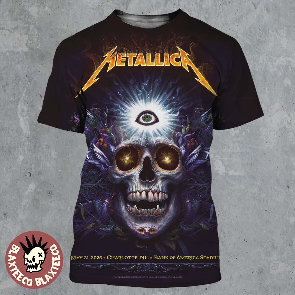 Metallica M72 Charlotte 2025 Venue Poster In Charlotte North Carolina At Bank Of America Stadium On May 31 2025 All Over Print Shirt