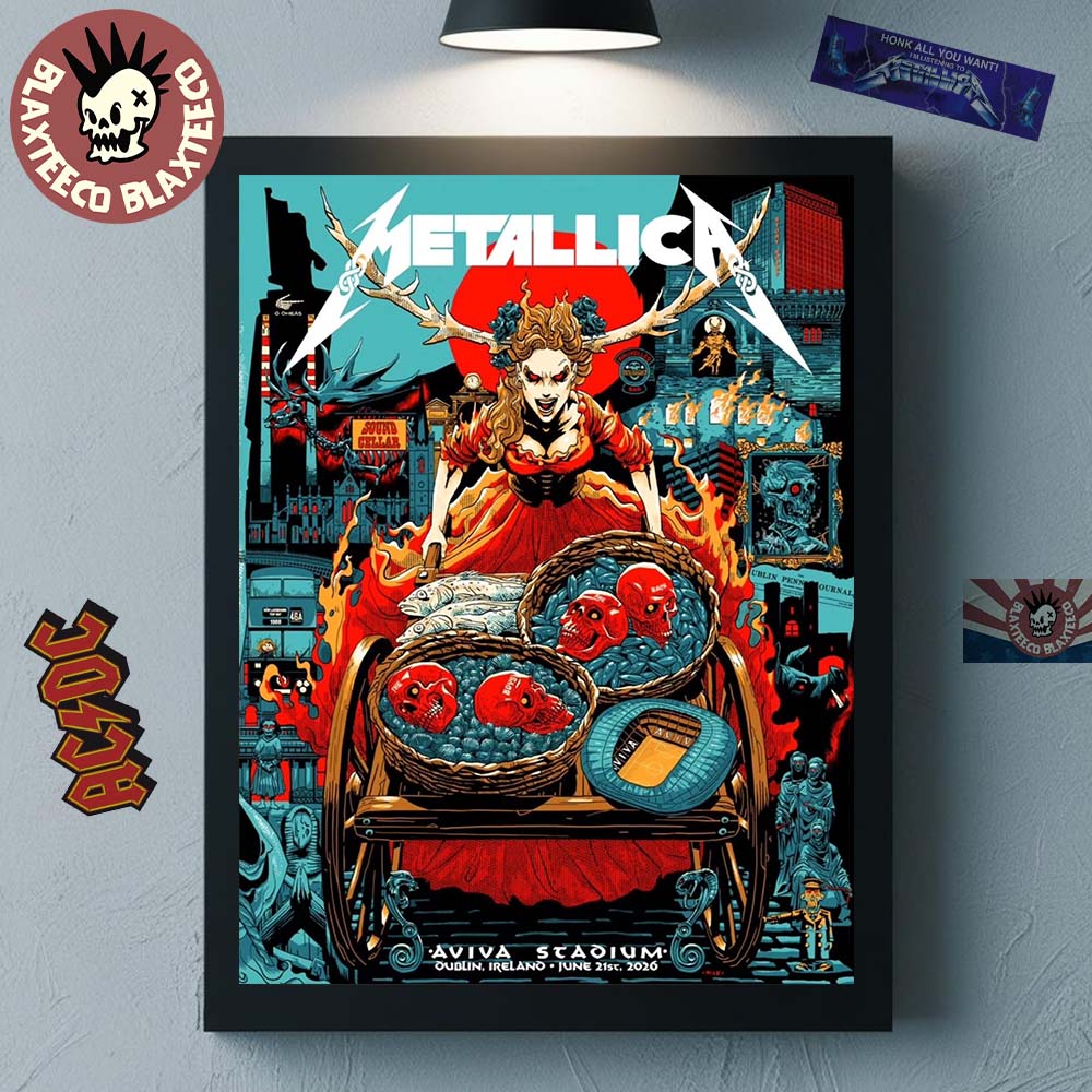 Metallica M72 Dublin Ireland 2026 Night 2 Venue Poster At Aviva Stadium On June 21 2026 Home Decor Poster Canvas