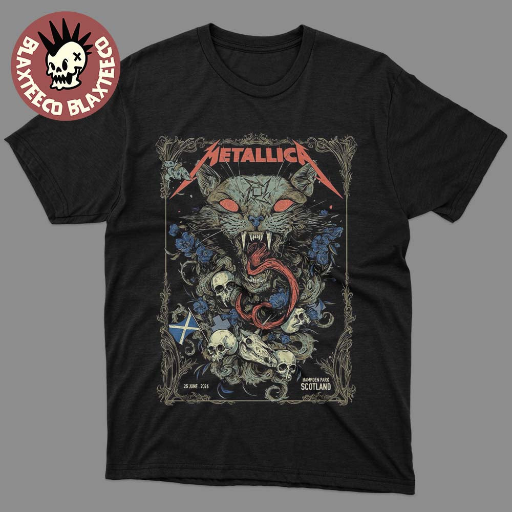 Metallica M72 Glasgow Scotland 2026 Venue Poster At Hampden Park On 25 June 2026 The Wild Cat Art T-Shirt