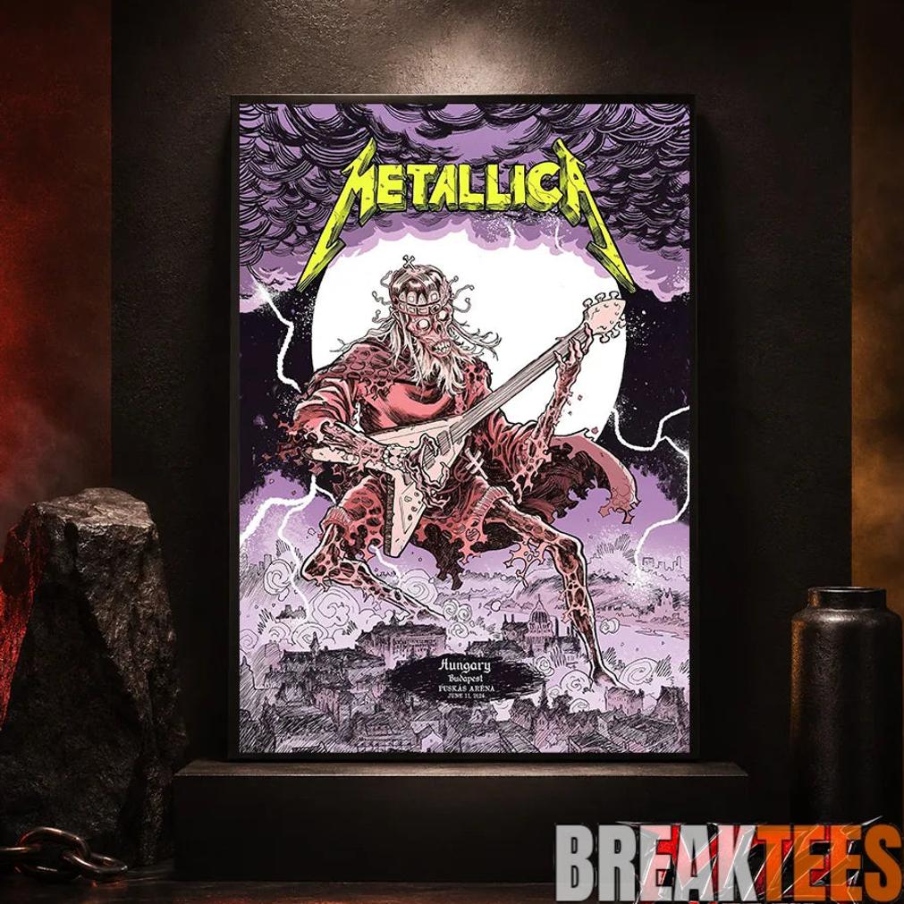 Metallica M72 World Tour June 11 2026 At Pusks Arna Budapest Hungary Undead Lute Storm Poster Canvas