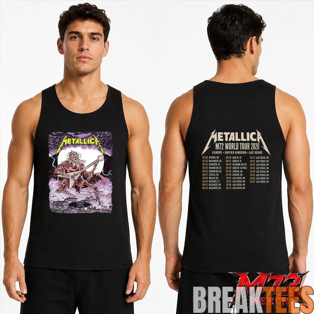 Metallica M72 World Tour June 11 2026 At Puskás Aréna Budapest Hungary Undead Lute Storm Two Sided T-Shirt