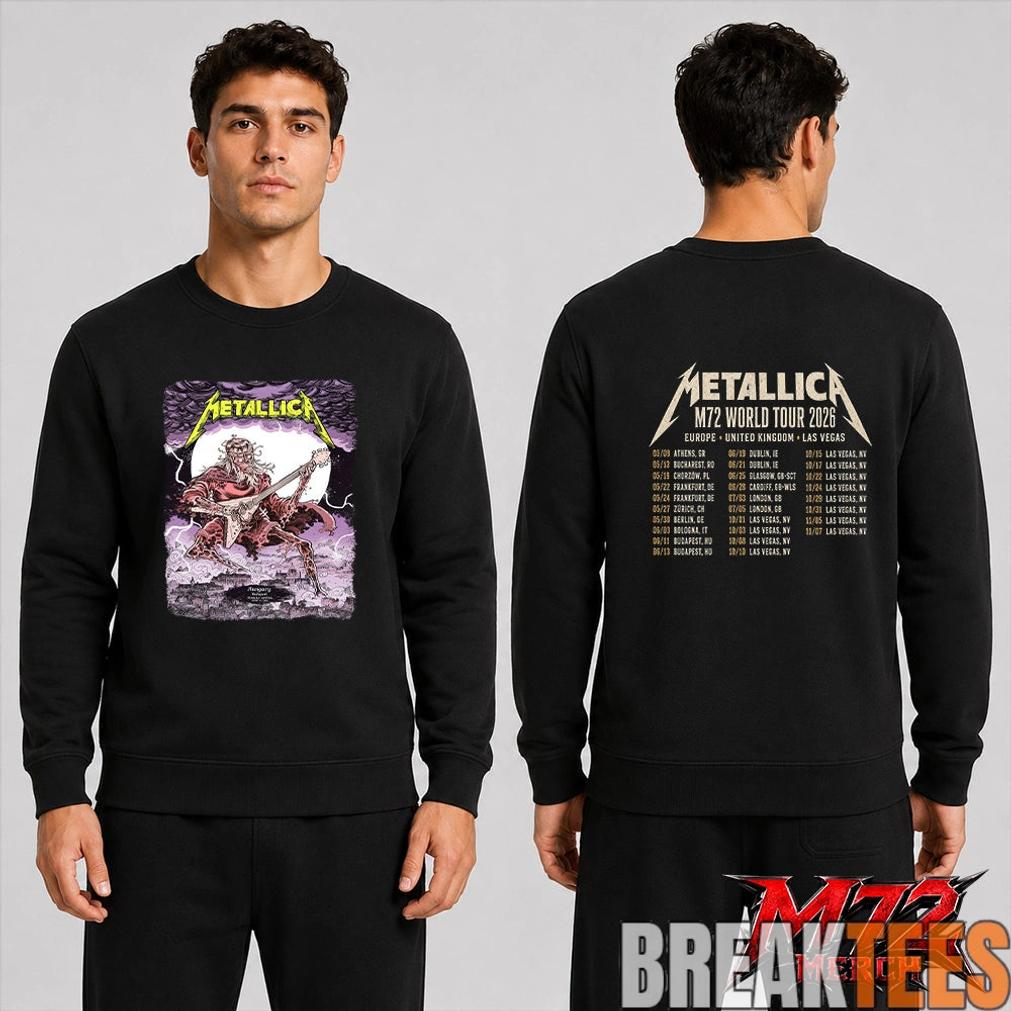 Metallica M72 World Tour June 11 2026 At Puskás Aréna Budapest Hungary Undead Lute Storm Two Sided T-Shirt