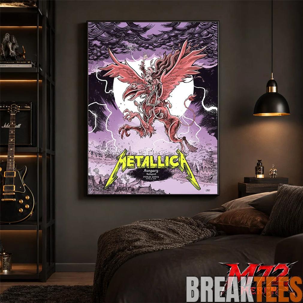 Metallica M72 World Tour June 13 2026 At Pusks Arna Budapest Hungary Winged Beast Storm Poster Canvas