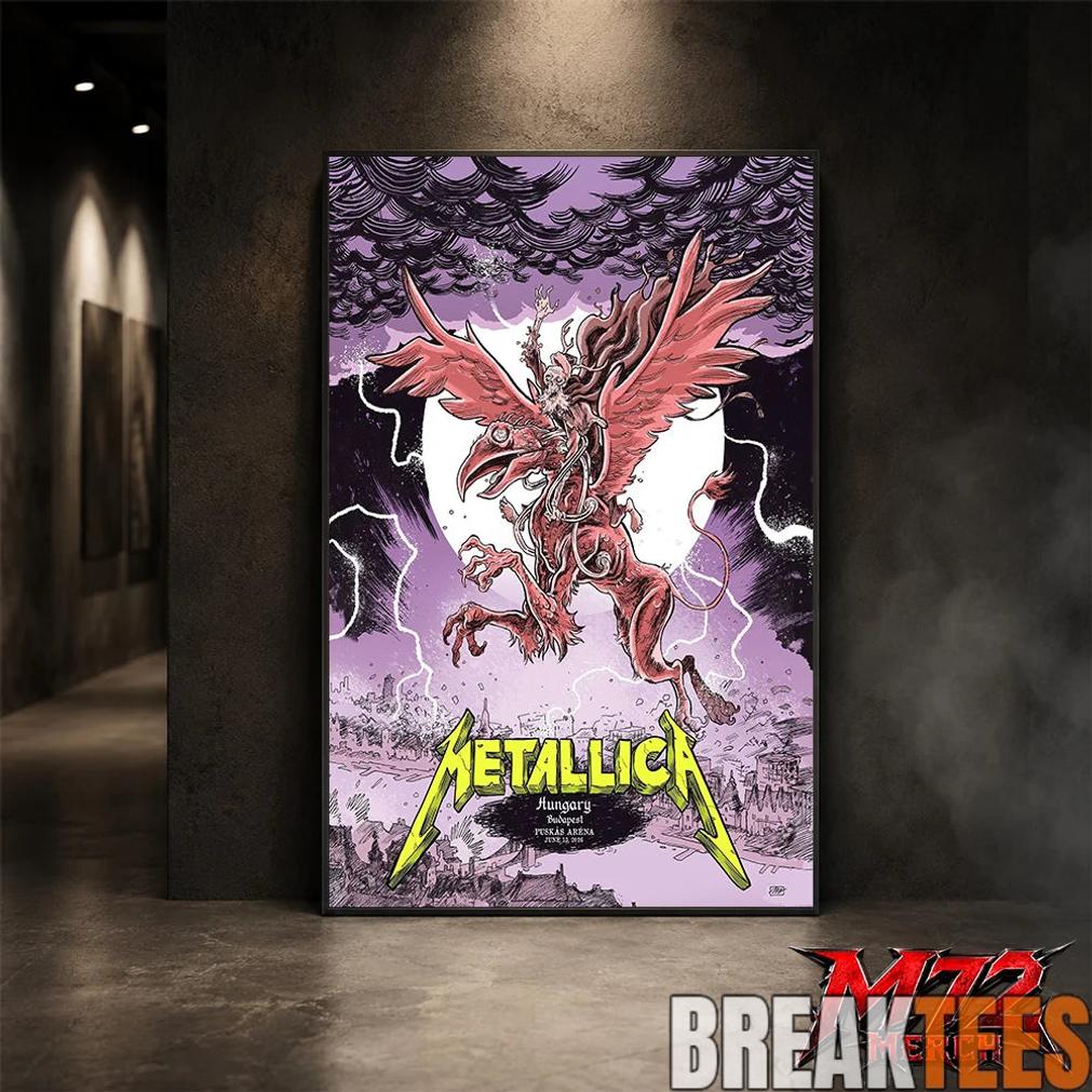 Metallica M72 World Tour June 13 2026 At Puskás Aréna Budapest Hungary Winged Beast Storm Poster Canvas