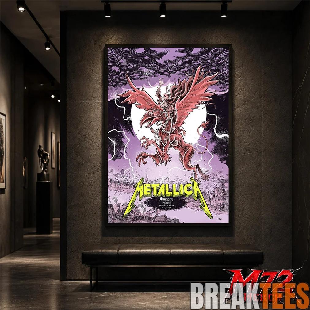 Metallica M72 World Tour June 13 2026 At Puskás Aréna Budapest Hungary Winged Beast Storm Poster Canvas