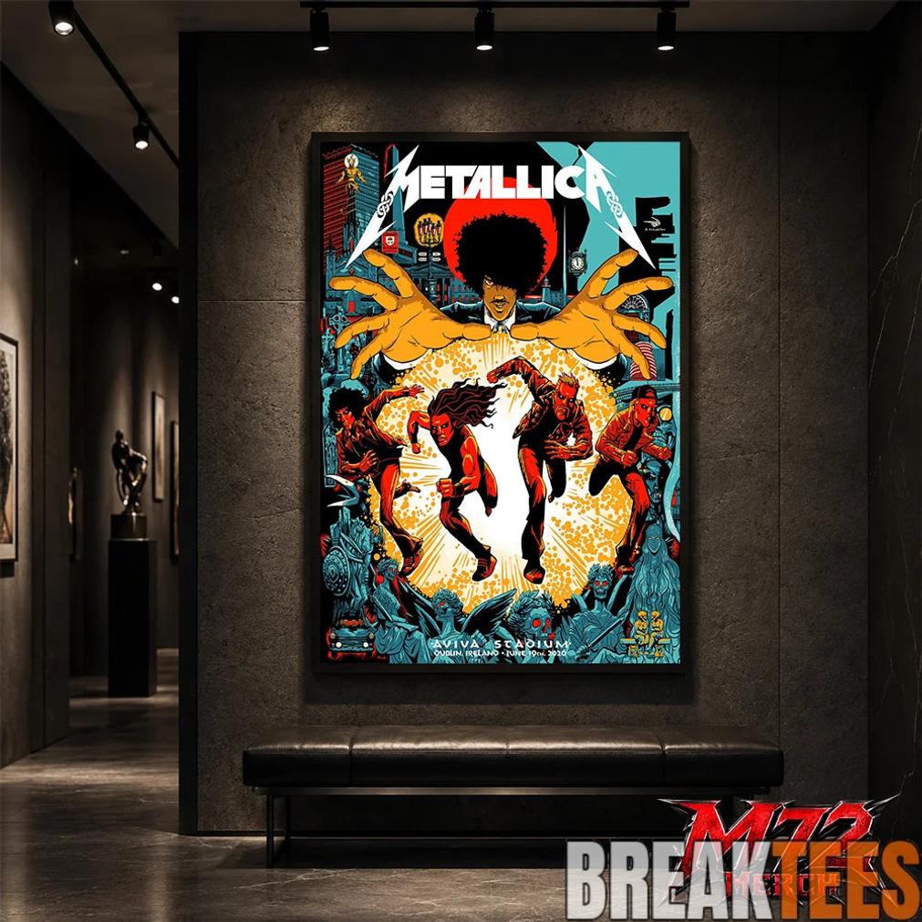 Metallica M72 World Tour June 19 2026 At Aviva Stadium Dublin Ireland Chase Scene Artwork Poster Canvas