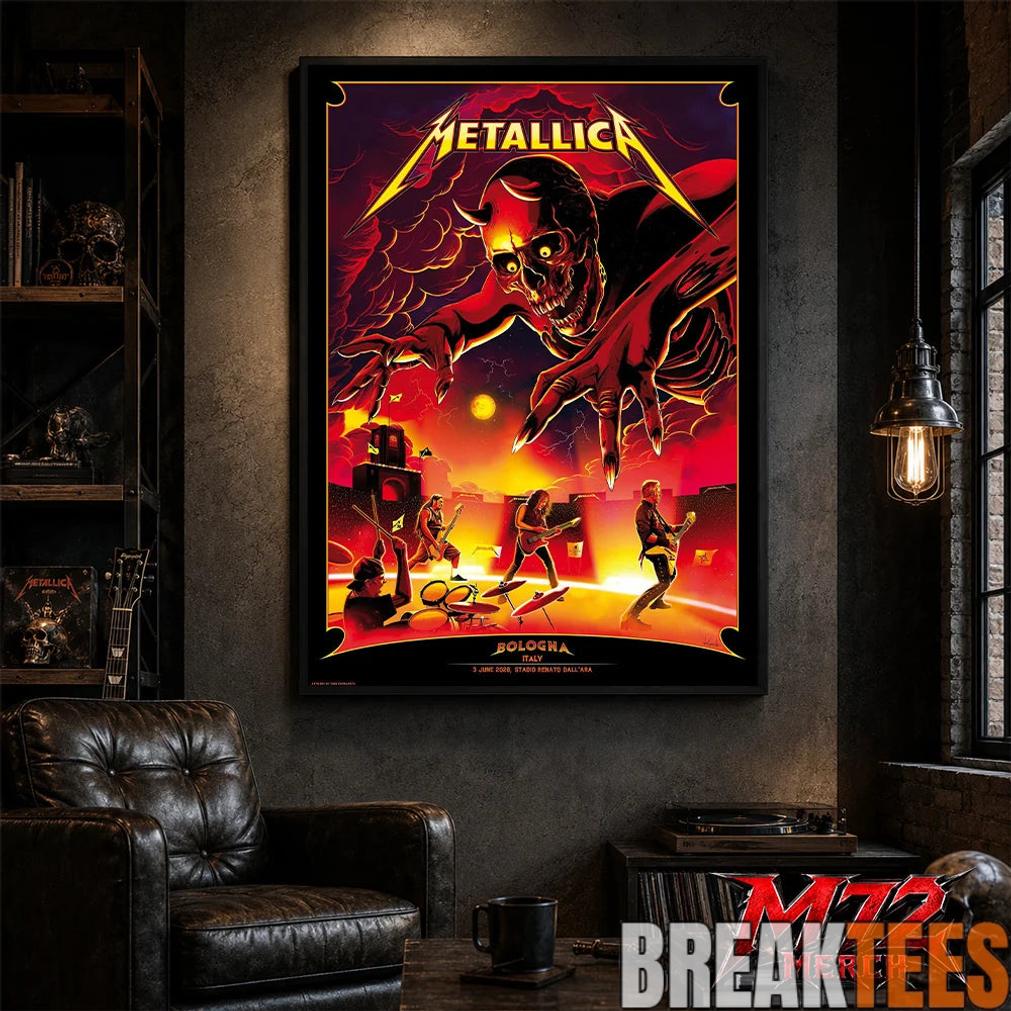 Metallica M72 World Tour June 3 2026 At Stadio Renato DallAra Bologna Italy Demon Stage Artwork By Nino Cammarata Poster Canvas
