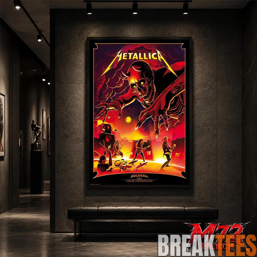Metallica M72 World Tour June 3 2026 At Stadio Renato DallAra Bologna Italy Demon Stage Artwork By Nino Cammarata Poster Canvas