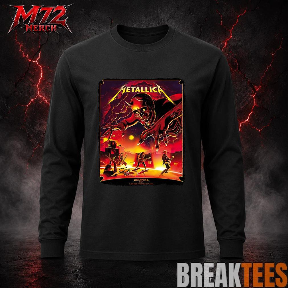 Metallica M72 World Tour June 3 2026 At Stadio Renato Dall’Ara Bologna Italy Demon Stage Artwork By Nino Cammarata T-Shirt