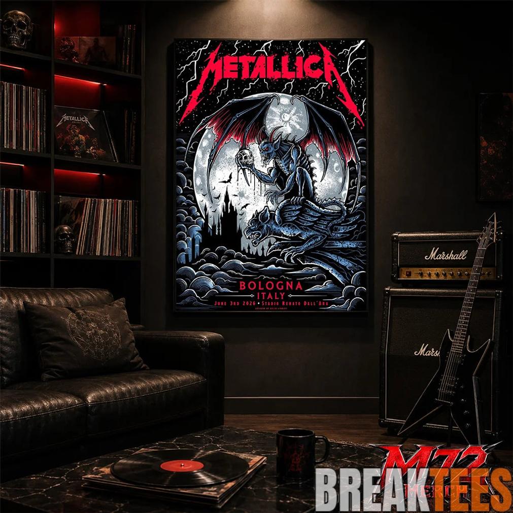 Metallica M72 World Tour June 3 2026 At Stadio Renato DallAra Bologna Italy Gargoyle Moon Artwork By Keith Stanley Poster Canvas