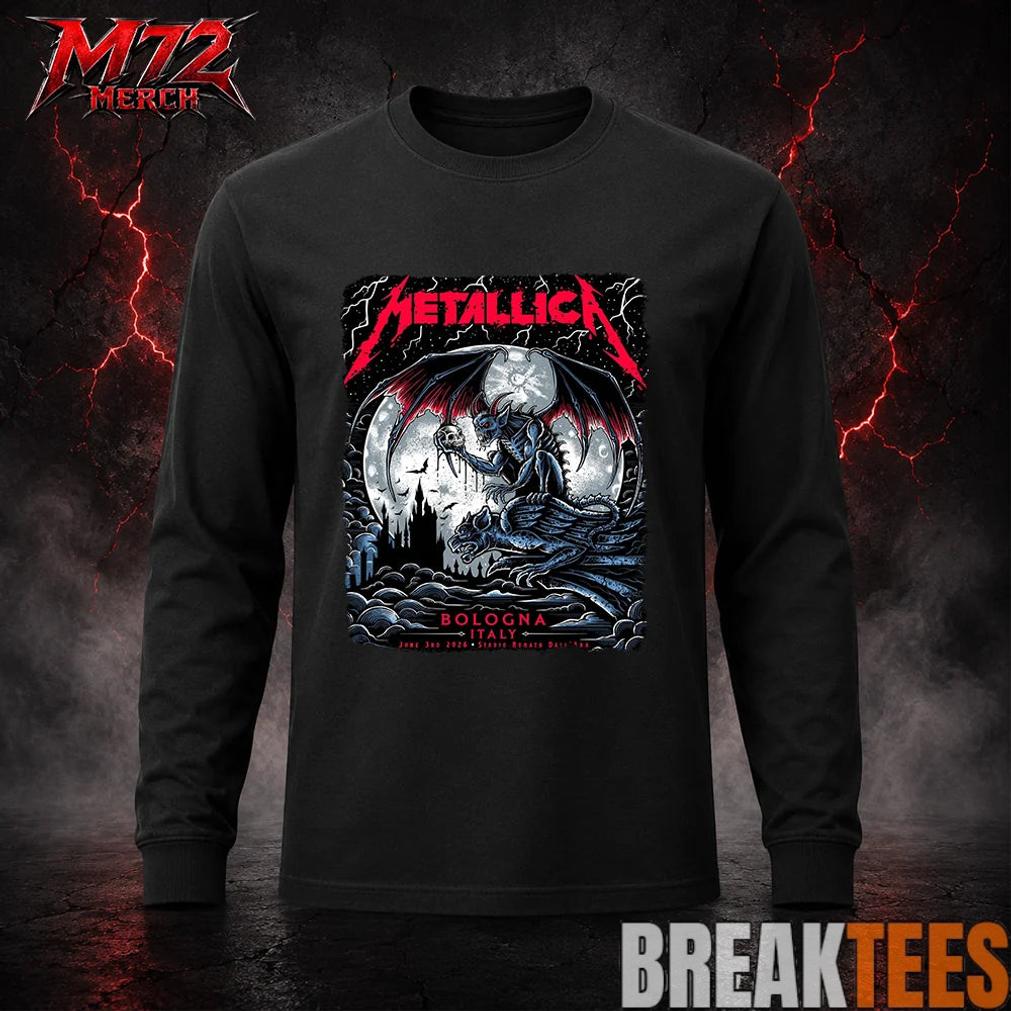 Metallica M72 World Tour June 3 2026 At Stadio Renato Dall’Ara Bologna Italy Gothic Demon Moon By Keith Stanley T-Shirt