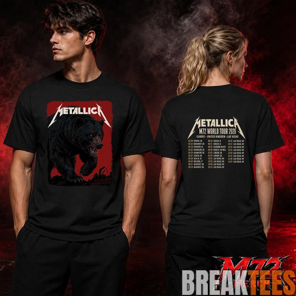 Metallica M72 World Tour May 30 2026 At Olympiastadion Berlin Germany Black Bear Artwork By JantaIsland 2 Side T-Shirt