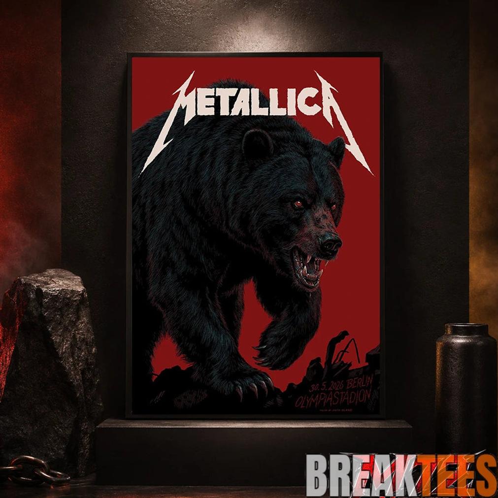 Metallica M72 World Tour May 30 2026 At Olympiastadion Berlin Germany Black Bear Artwork By JantaIsland Poster Canvas