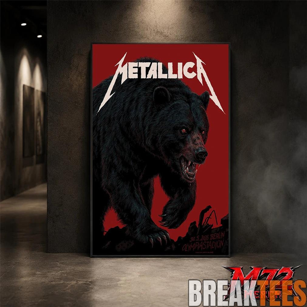 Metallica M72 World Tour May 30 2026 At Olympiastadion Berlin Germany Black Bear Artwork By JantaIsland Poster Canvas